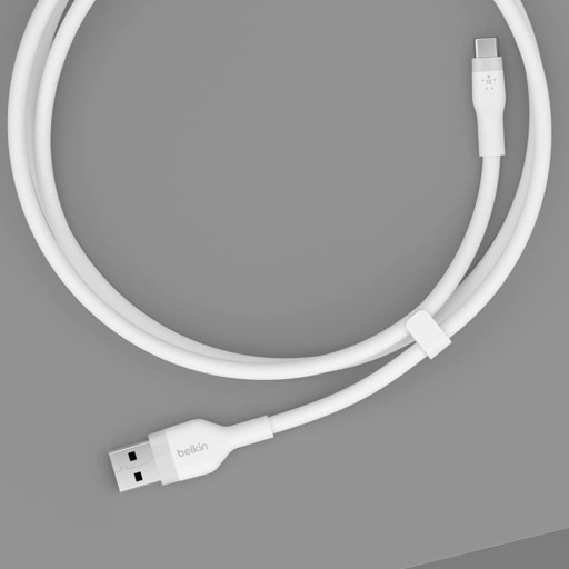 КАБЕЛЬ СИЛИКОНОВЫЙ BELKIN USB-A - USB-C, 2М, БЕЛЫЙ