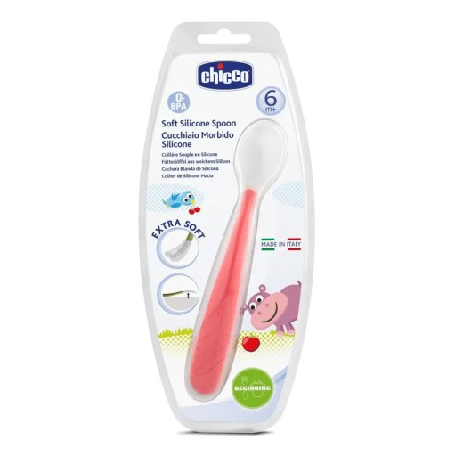 Chicco Мягкая силиконовая ложка 6м+ Бордовый (P1)