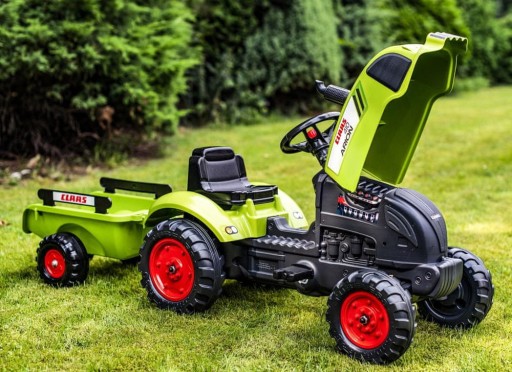 FALK Claas Green Tractor с прицепом с сигналом педалей на 2 года.
