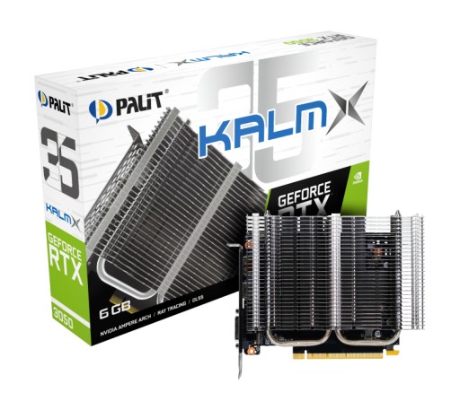 Видеокарта Palit GeForce RTX 3050 KalmX 6 ГБ GDDR6 96 бит DVI HDMI DP PCIe4.0
