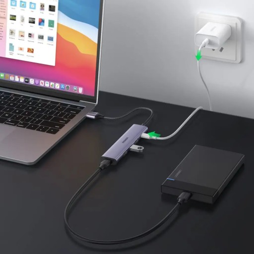 АДАПТЕР UGREEN HUB USB-РАЗВЕТВИТЕЛЬ 5 В 1 4X USB-A 3.0 1X USB-C 5 Гбит/с P&P 20 СМ