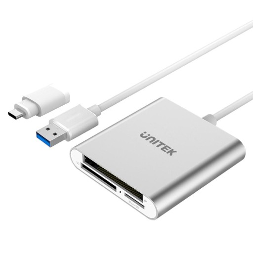 Unitek Y-9313 USB 3.0 серебристый Универсальный кард-ридер - CF, SD, microSD