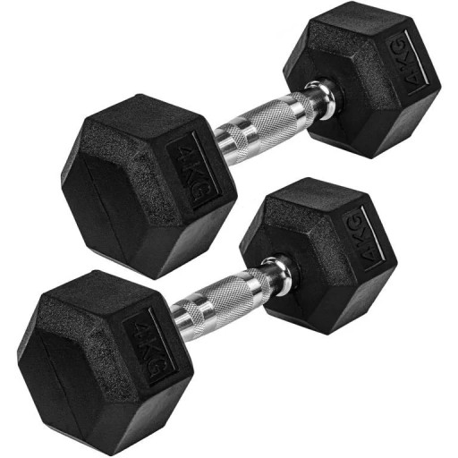 HEX 2X 4 КГ ФИТНЕС ЧУГУННЫЕ РЕЗИНОВЫЕ ТУМЫ