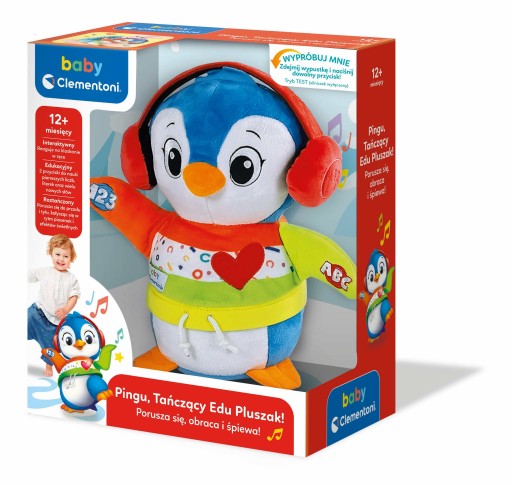 ZABAWKA EDUKACYJNA DLA MALUSZKA 12M PINGU PLUSZAK PINGWINEK TAŃCZY I ŚPIEWA