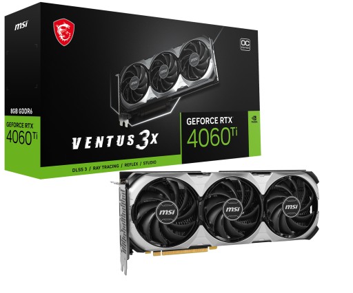 Карта VGA MSI GeForce RTX 4060 Ti VENTUS 3X 8G OC 8 ГБ GDDR6 128 бит HDMI+3xD