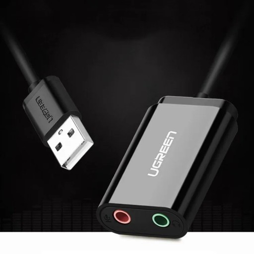 Внешняя звуковая карта USB UGREEN US205 15см (белая)