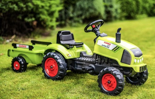 FALK Claas Green Tractor с прицепом с сигналом педалей на 2 года.