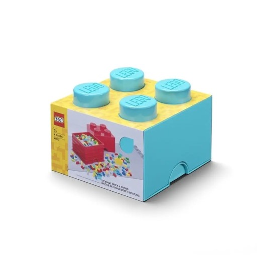 КОНТЕЙНЕР LEGO 25 СМ КИРПИЧ 4 КОРОБКИ ЛАзурный