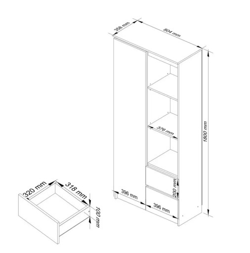 ОФИСНЫЙ КНИЖНЫЙ ШКАФ МЕБЕЛЬ ПОЛКИ С ЯЩИКАМИ 80x35x180 см