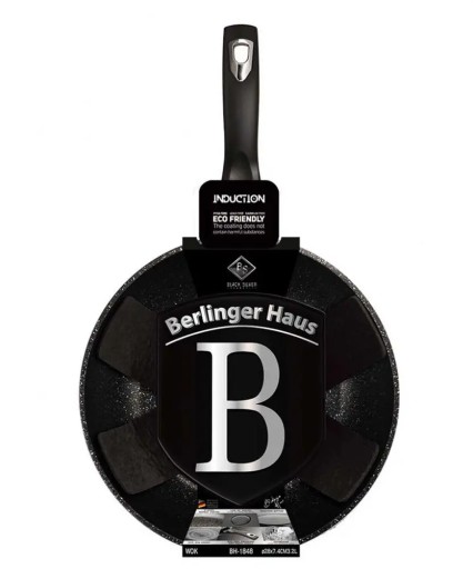 ГРАНИТНЫЙ ВОК 28см BERLINGERHAUS BLACK SILVER BH-1