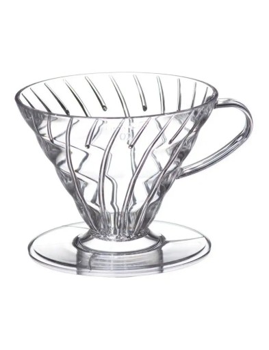 HARIO DRIP PLASTIKOWY PRZEZROCZYSTY V60-02 + FILTRY PAPIEROWE BIAŁE 100szt