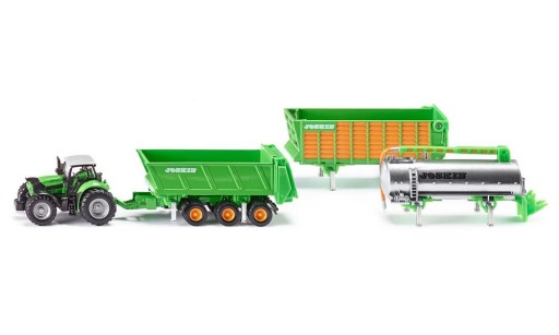 1848-SIKU TRAKTOR Z PRZYCZEPĄ I CYSTERNĄ METAL+ PLASTIK SKALA:1:87 WIEK:3+