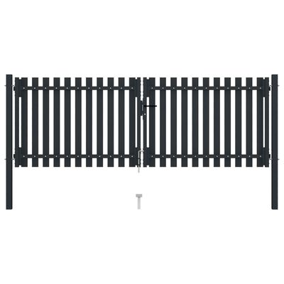 vidaXL Двойные ворота для забора, сталь 306x125 см, антрацит