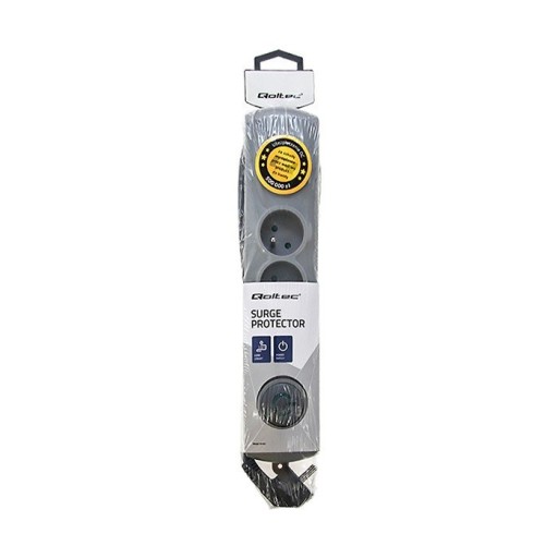 Qoltec Полоса защиты от перенапряжения, 4 розетки, 1,5 м