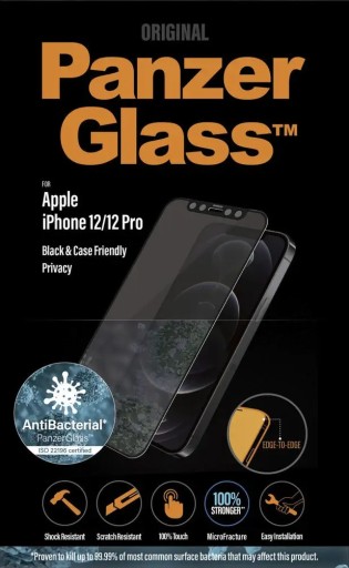 Защитное стекло для iPhone 12 / 12 Pro, PanzerGlass CF AB