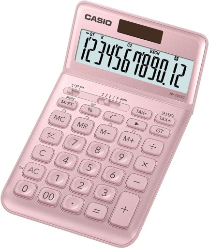 РОЗОВЫЙ ОФИСНЫЙ КАЛЬКУЛЯТОР CASIO JW-200SC-PK TAX