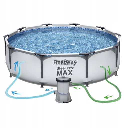 BESTWAY 366/76 см, 12 футов, большая стойка для бассейна + ФИЛЬТР-НАСОС + ФИЛЬТР