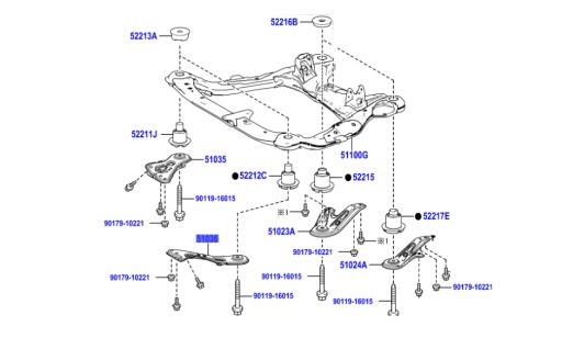 51036-48040 левое переднее опора левого рамы переднего подвески lexu rx , фото