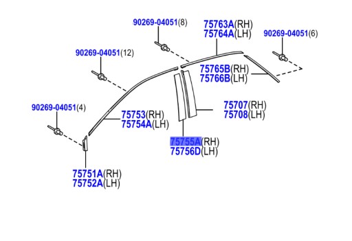 75755-48040 молдинг накладка na рама правый передних дверь lexu rx 15-22 , фото