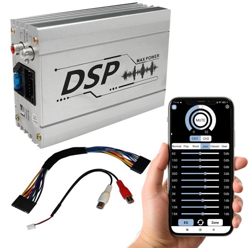 Підсилювач звуку 4x50w 10 каналів dsp do радіо z андроїд bluetooth app , фото