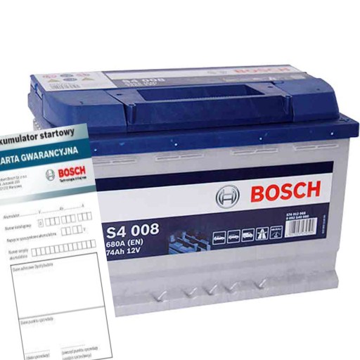 Аккумулятор bosch 12v 74ah/680a s4 p полюс стандарт 278x175x190 b13 , фото