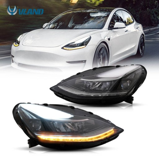 Рефлекторы фонари комплект lr vland полный лед neo тюнинг tesla 3 17-22 y 20-241 , фото