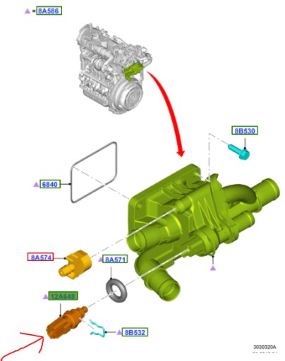 Ford oe 2s6q12a648ab датчик температура рідини охолодження , фото