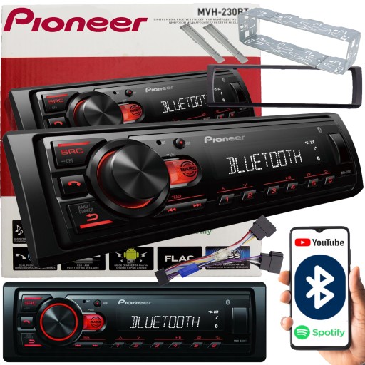 Піонер mvh-230bt радіо автомобільні 1-din bluetooth usb mp3 aux fla , фото
