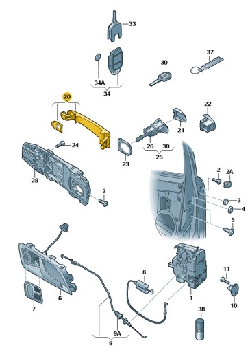 Ручка двері праве переднє skoda superb ii kessy , фото