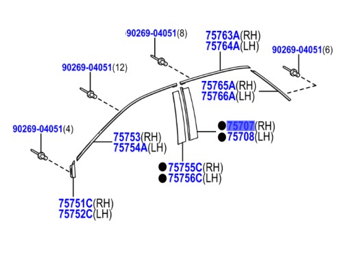 75707-48030 накладка молдинг na рама правый задних дверей lexu rx 15-22 , фото