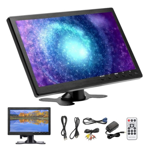 Монітор лед 10 cal hd z hdmi vga av bn 12v екран lcd чорний , фото