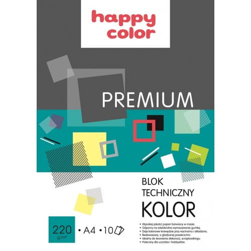 BLOK TECHNICZNY A4 220g KOLOROWY SZKOLNY 10 KARTEK