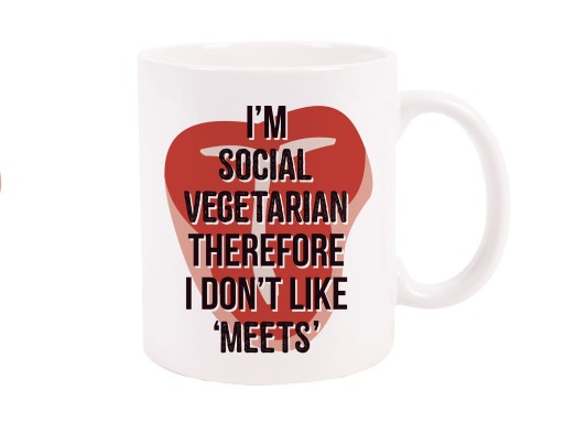 KUBEK z nadrukiem I'm Social VEGETARIAN BIAŁY 330 ml KUBEK NA PREZENT