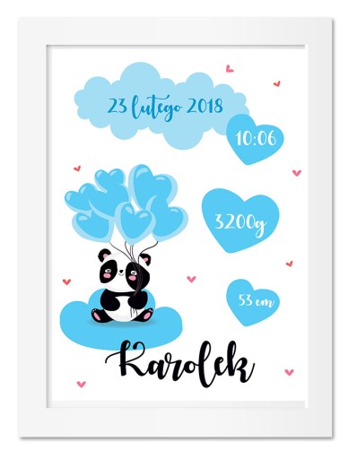 PLAKAT METRYCZKA A3 chrzest RAMKA 33x43 STANDARD