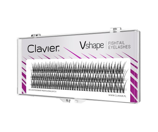 KĘPKI RZĘSY CLAVIER Vshape JEDWABNE JASKÓŁKI 8mm