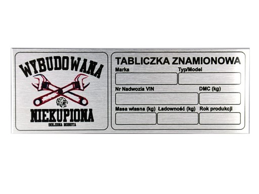 Tabliczka znamionowa do przyczepy SAM