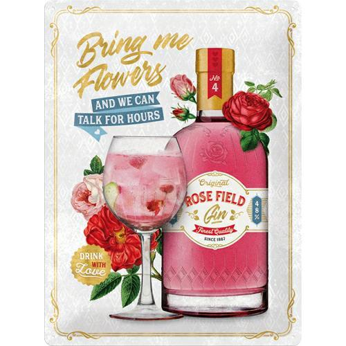 Tablica Plakat Pink Gin Flower Rose Field 30x40cm Nostalgic 23286