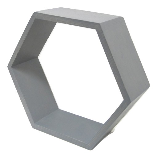 DREWNIANA PÓŁKA PLASTER MIODU HEXAGON CIEMNO SZARA