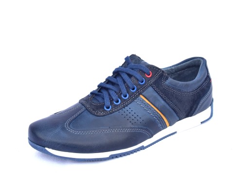 Buty skórzane półbuty polskie granatowe 0352/II
