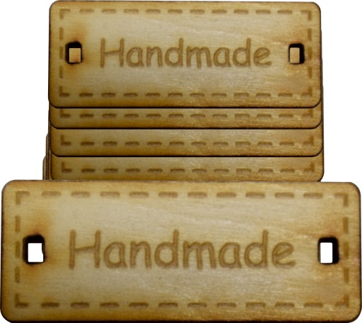 NASZYWKI METKI DREWNIANE HANDMADE 10 SZT GRAWER