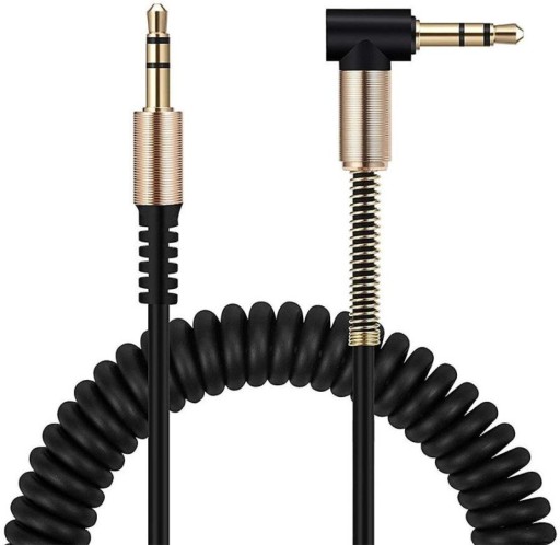 Kabel Spirala Kątowy AUX Mini Jack 3,5mm 1M Audio