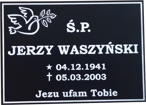 Tabliczka NA GRÓB nagrobna grawer 21x15 cm plastik