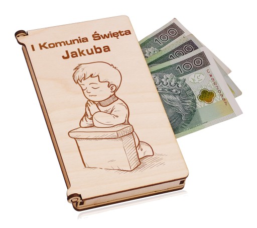 Pudełko na pieniądze Pamiątka I Komunia Św. GRAWER