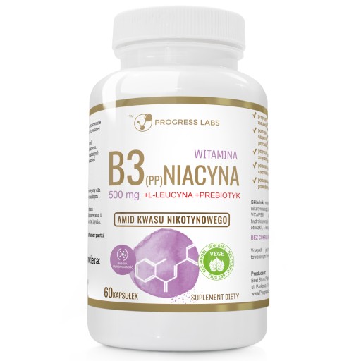 Niacyna Witamina B3 (PP) 500mg Wegan 60 kapsułek