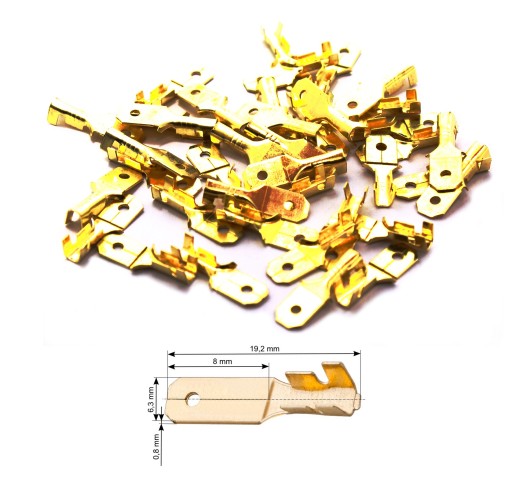 KONEKTOR MĘSKI KONEKTORY WSUWKI 6,4 mm 100 sztuk
