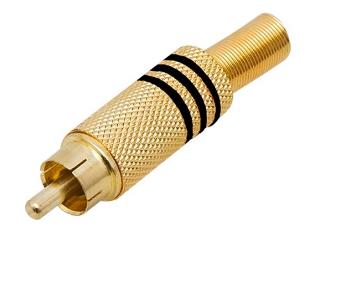 Wtyk RCA cincz gold CZARNY Duży na kabel (2975a)