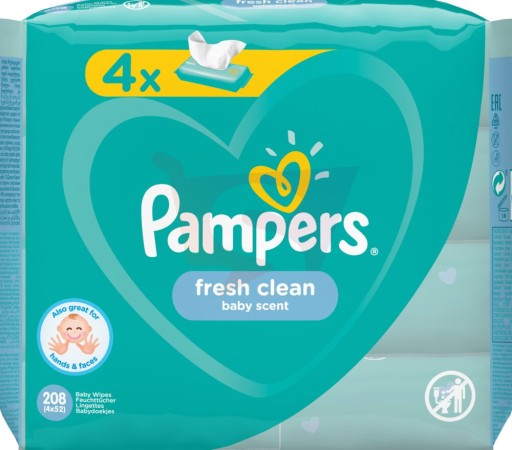 CHUSTECZKI PAMPERS FRESH CLEAN 208 SZT 4x52 24h