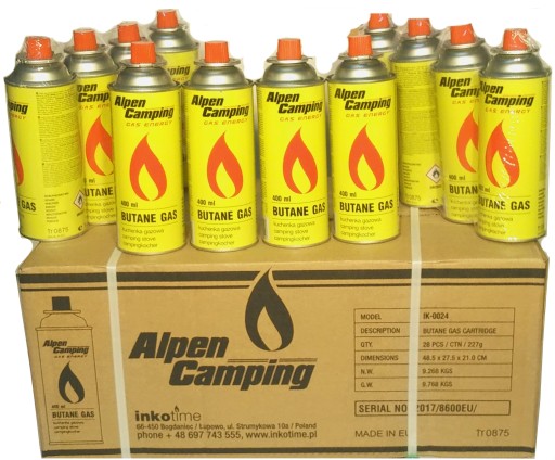 GAZ KARTUSZE NABOJE GAZOWE ALPEN CAMPING 28 SZT
