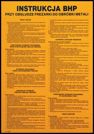 ZNAK TABLICA Instrukcja przy obsłudze frezarki