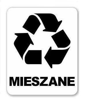 Nalepka MIESZANE STELAŻ kosz do SEGREGACJI 15 cm